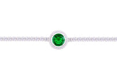 Asfour Crystal Tennis Bracelet With Halo Round Cut Emerald Zircon In 925 Sterling Silver BM0026-WG